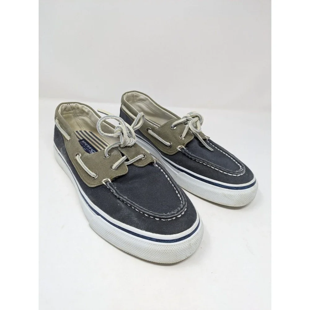 Sperry Top-Sider Bahama Boat Shoe 2 Eye Navy Blue Khaki STS10804 Mens 9M